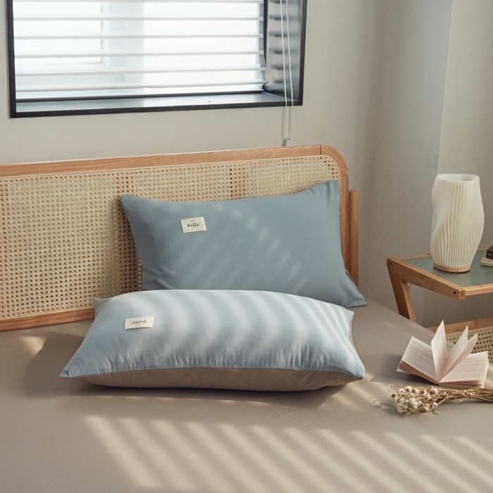 91家纺网 家纺一手货源 找家纺 AB家纺 2022新款全棉水洗棉四件套 浅蓝灰