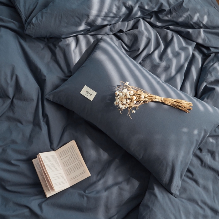 91家纺网 家纺一手货源 找家纺 AB家纺 2022新款全棉水洗棉四件套 绅士灰