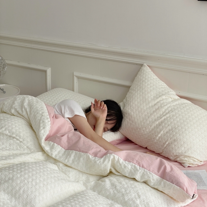 91家纺网 家纺一手货源 找家纺 （总）梦享生活家居 2022新款华夫格四件套