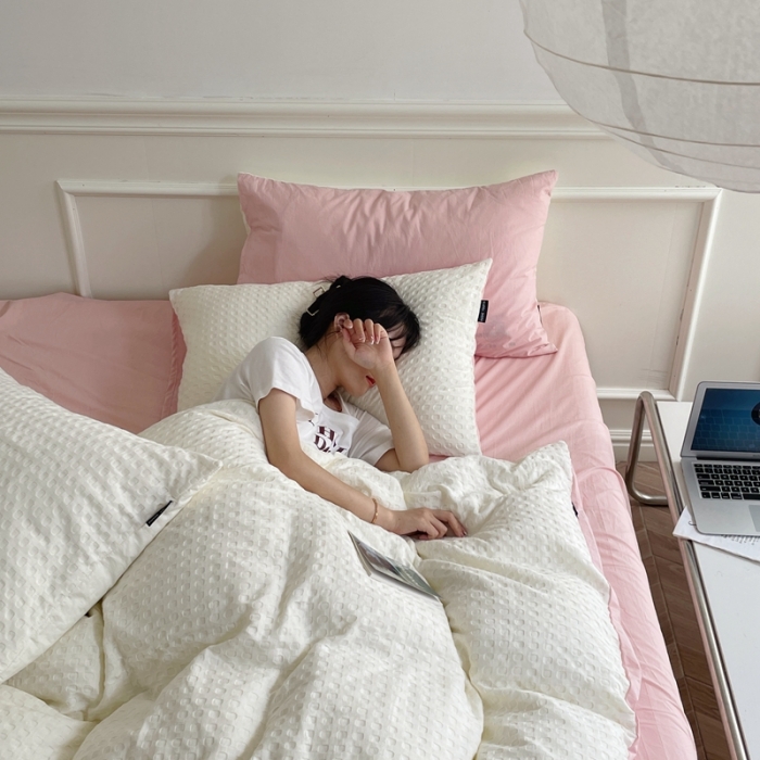 91家纺网 家纺一手货源 找家纺 （总）梦享生活家居 2022新款华夫格四件套