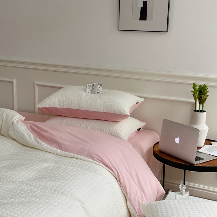 91家纺网 家纺一手货源 找家纺 （总）梦享生活家居 2022新款华夫格四件套