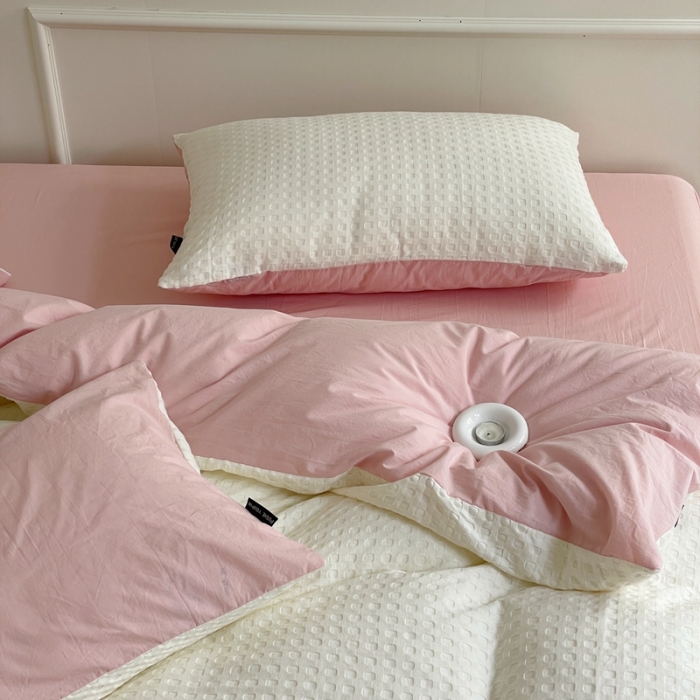 91家纺网 家纺一手货源 找家纺 （总）梦享生活家居 2022新款华夫格四件套