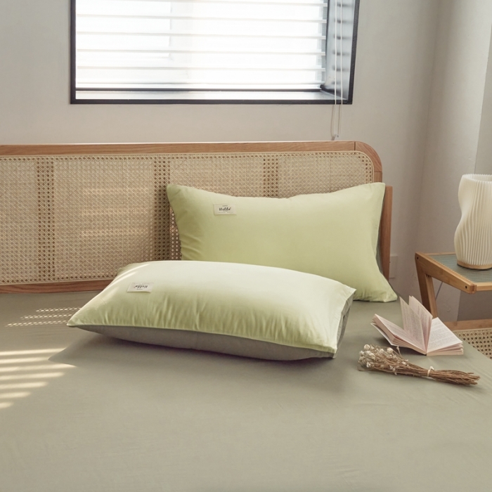 91家纺网 家纺一手货源 找家纺 AB家纺 2022新款全棉水洗棉四件套 荧光绿-深绿