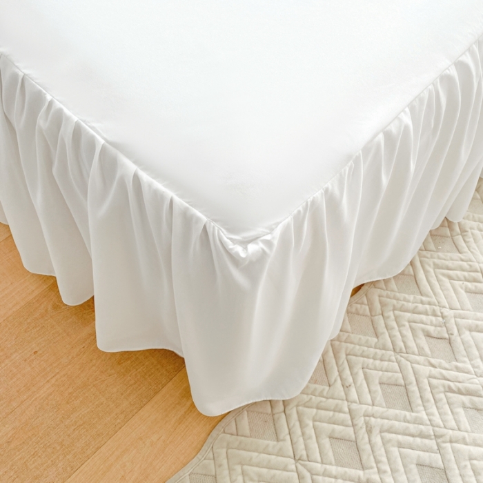 91家纺网 家纺一手货源 找家纺 慕澄家纺 2022新款韩版泡泡纱花边四件套（手机实拍） 梨花白