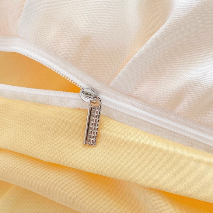 91家纺网 家纺一手货源 找家纺 慕澄家纺 2022新款韩版泡泡纱花边四件套（手机实拍） 奶油黄