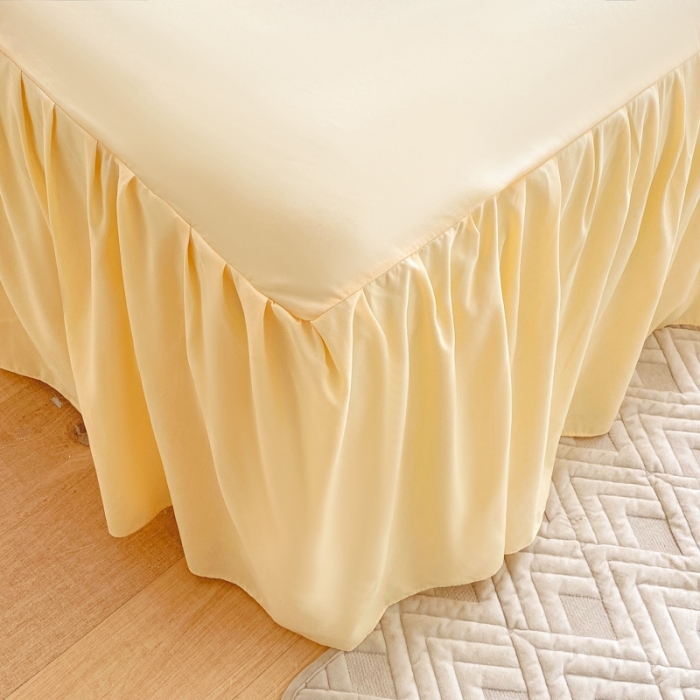 91家纺网 家纺一手货源 找家纺 慕澄家纺 2022新款韩版泡泡纱花边四件套（手机实拍） 奶油黄