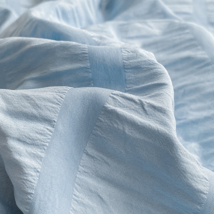 91家纺网 家纺一手货源 找家纺 慕澄家纺 2022新款韩版泡泡纱花边四件套（手机实拍） 宁静蓝