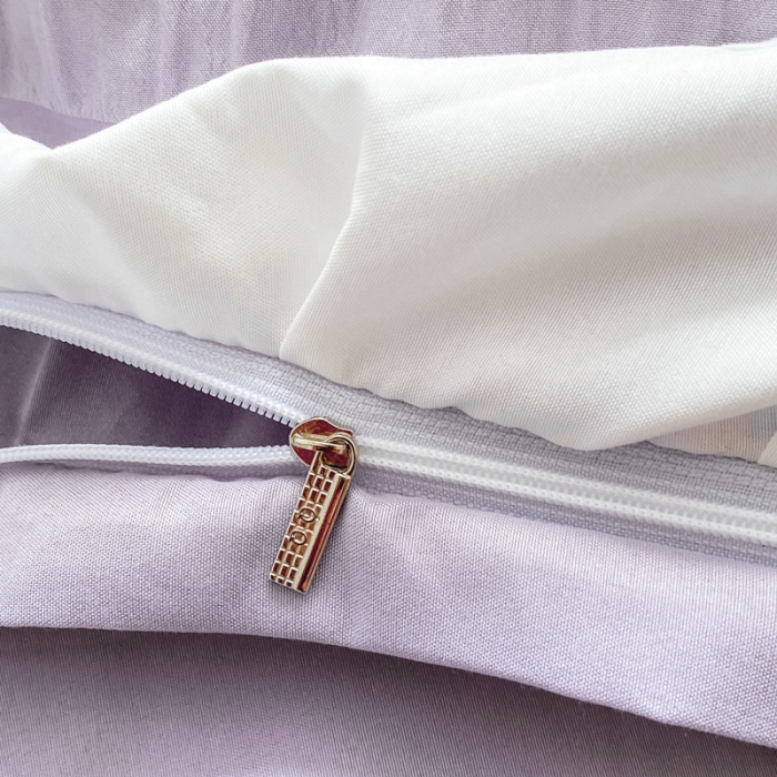 91家纺网 家纺一手货源 找家纺 慕澄家纺 2022新款韩版泡泡纱花边四件套（手机实拍） 优雅紫