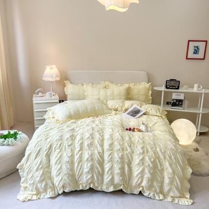 91家纺网 家纺一手货源 找家纺 （总）子钦 2023新款方格泡泡纱四件套艾莎系列