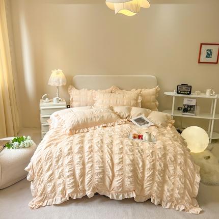 91家纺网 家纺一手货源 找家纺 （总）子钦 2023新款方格泡泡纱四件套艾莎系列