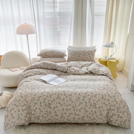 91家纺网 家纺一手货源 找家纺 珺柔 2022新款13070全棉印花四件套嵌绳款 花沫