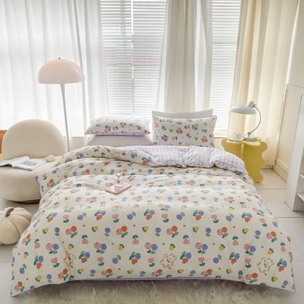 珺柔 2022新款13070全棉印花四件套嵌绳款 花恋