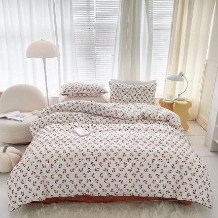 珺柔2022新款13070全棉印花四件套嵌绳款 小美好（橙）