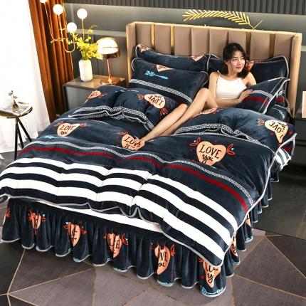 羽梦2025新款8.5斤牛奶法莱绒金貂法兰绒四件套直播爆款简单爱