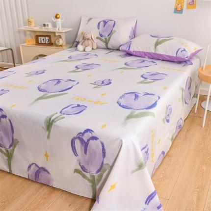 91家纺网 家纺一手货源 找家纺 名兮家居 2022新款全棉印花单件床单及三件套 郁金香