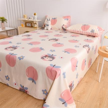 91家纺网 家纺一手货源 找家纺 名兮家居 2022新款全棉印花单件床单及三件套 蜜桃女孩