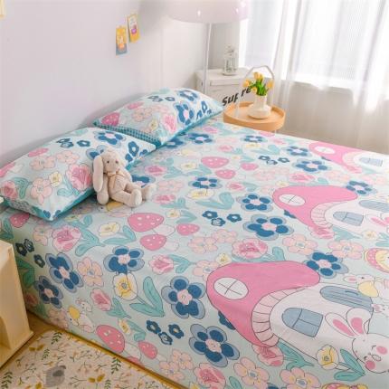 名兮家居 2022新款全棉印花单件床单及三件套 童话世界蓝