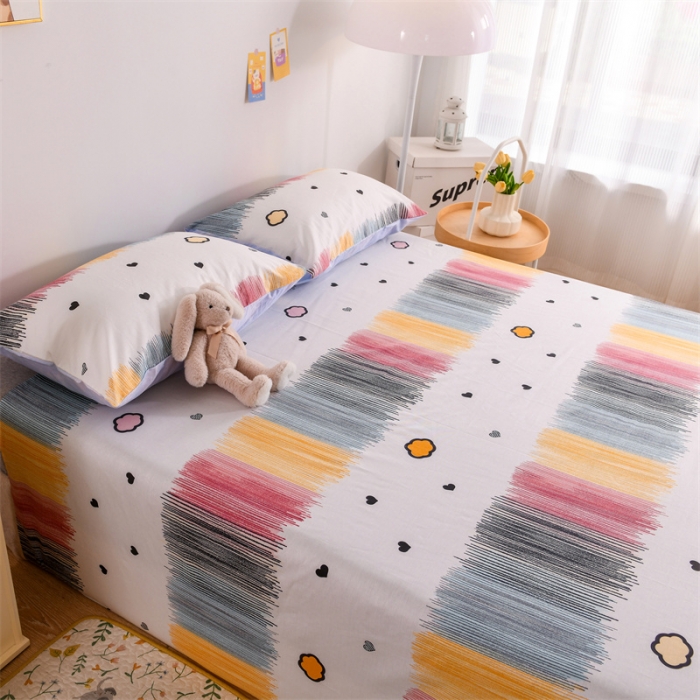 91家纺网 家纺一手货源 找家纺 名兮家居 2022新款全棉印花单件床单及三件套 梦幻彩虹