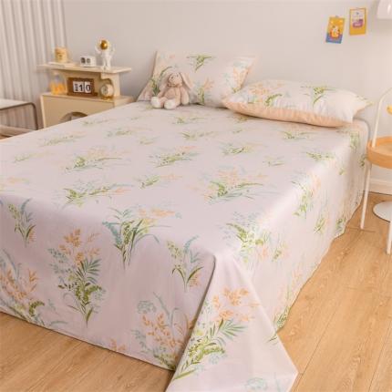 91家纺网 家纺一手货源 找家纺 名兮家居 2022新款全棉印花单件床单及三件套 爱莲娜