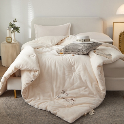 91家纺网 家纺一手货源 找家纺 2024A类全棉不染原棉提花抗菌大豆春秋冬夏被芯