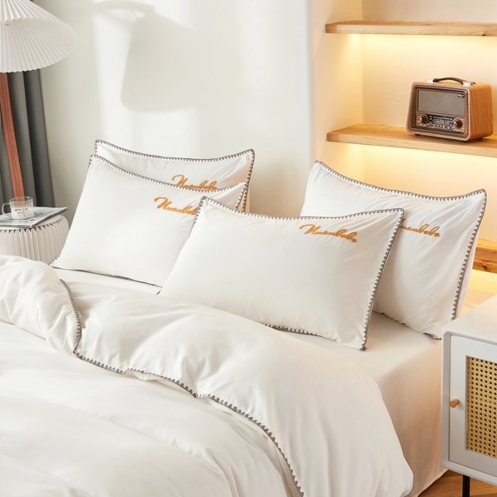 91家纺网 家纺一手货源 找家纺 (总) 啊雅家居 2025新款A类水洗棉贝壳边毛巾绣四件套