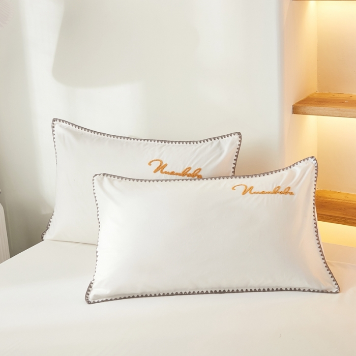 91家纺网 家纺一手货源 找家纺 啊雅家居 2025新款A类水洗棉贝壳边毛巾绣四件套 时尚白