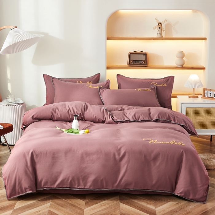 91家纺网 家纺一手货源 找家纺 啊雅家居 2025新款A类水洗棉贝壳边毛巾绣四件套 时尚酱