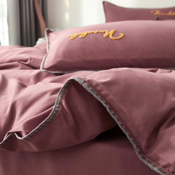 91家纺网 家纺一手货源 找家纺 啊雅家居 2025新款A类水洗棉贝壳边毛巾绣四件套 时尚酱