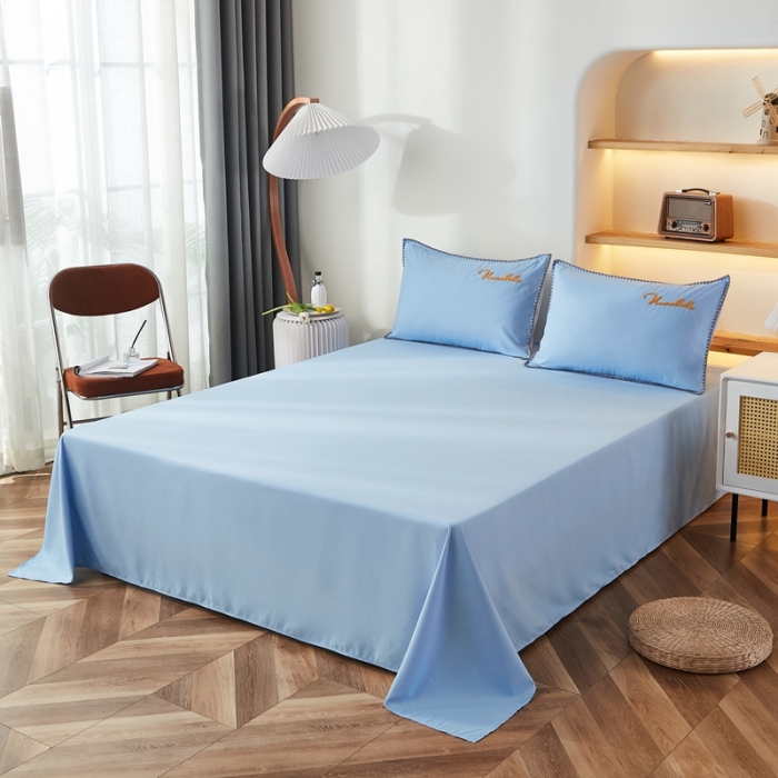 91家纺网 家纺一手货源 找家纺 啊雅家居 2025新款A类水洗棉贝壳边毛巾绣四件套 时尚天兰