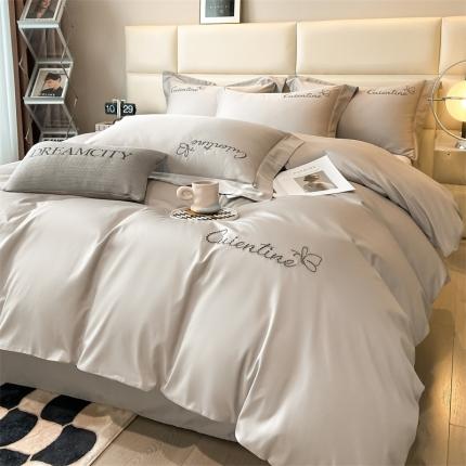 91家纺网 家纺一手货源 找家纺 （总）DC 2024新60支长绒棉刺绣四件套全棉-初恋