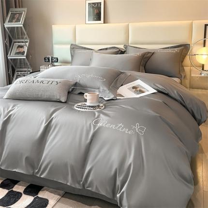 91家纺网 家纺一手货源 找家纺 （总）DC 2024新60支长绒棉刺绣四件套全棉-初恋