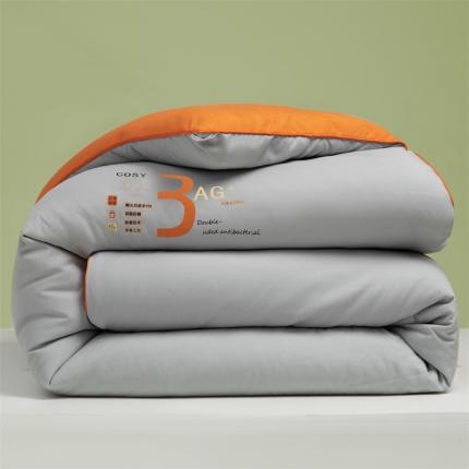 91家纺网 家纺一手货源 找家纺 新款春秋被被芯舒适蛋白大豆纤维被双拼3AG1 雅致灰+爱马橙
