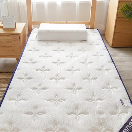 91家纺网 家纺一手货源 找家纺 欣罗兰2023立体针织三明治双面床垫-学生款 四叶花-白