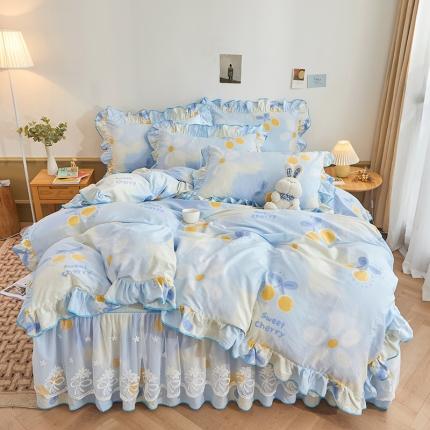 91家纺网 家纺一手货源 找家纺 （总）宜凡 2023新款全棉印花单层裙边系列-床裙四件套
