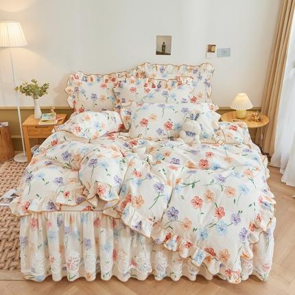 宜凡 2023新款全棉印花单层裙边系列-床裙四件套 贝利花都