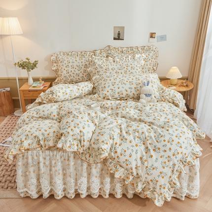 宜凡 2023新款全棉印花单层裙边系列-床裙四件套 梦里繁花