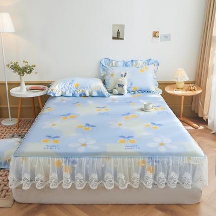 91家纺网 家纺一手货源 找家纺 宜凡 2023新款全棉印花单层裙边系列-床笠三件套 果缤纷