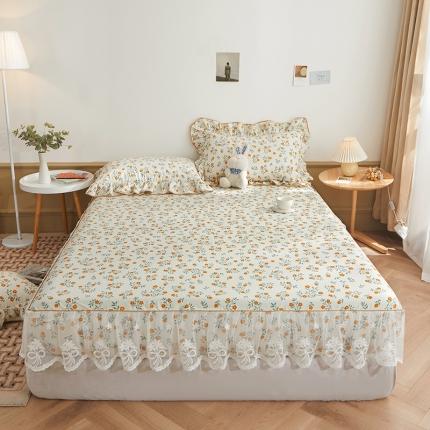 91家纺网 家纺一手货源 找家纺 宜凡 2023新款全棉印花单层裙边系列-床笠三件套 梦里繁花
