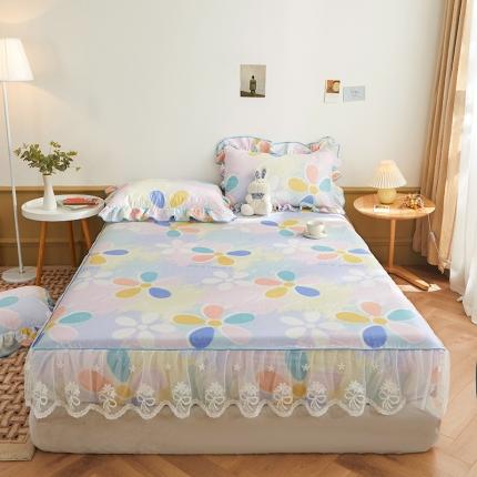 91家纺网 家纺一手货源 找家纺 宜凡 2023新款全棉印花单层裙边系列-床笠三件套 悠然花香