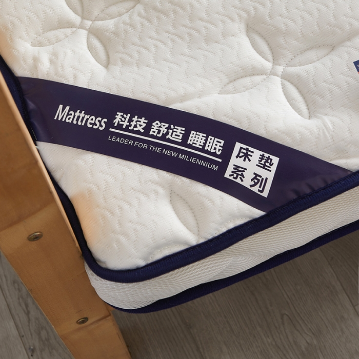 91家纺网 家纺一手货源 找家纺 欣罗兰2023立体针织三明治双面床垫-学生款 四叶花-白