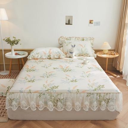 宜凡 2023新款全棉印花单层裙边系列-床笠三件套 茗香玉露