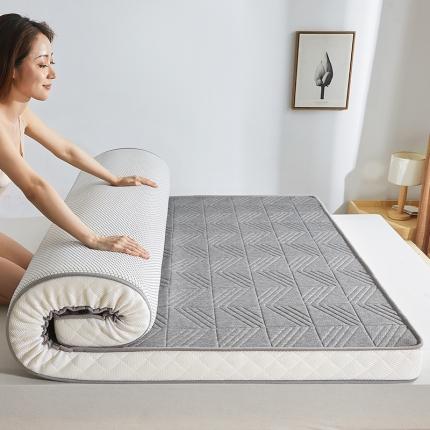 91家纺网 家纺一手货源 找家纺 喜她床垫2023新款立体格纹乳胶床垫 格纹-灰