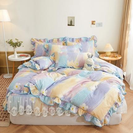 宜凡 2023新款全棉印花单层裙边系列-床笠四件套 云梦春华