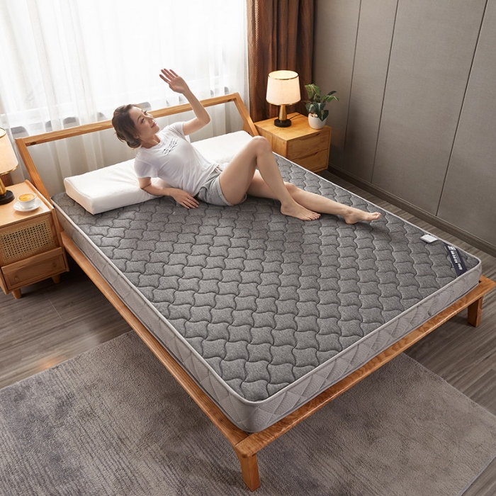 91家纺网 家纺一手货源 找家纺 欣罗兰 2023新款立体针织三明治双面床垫系列-成人款 格子灰