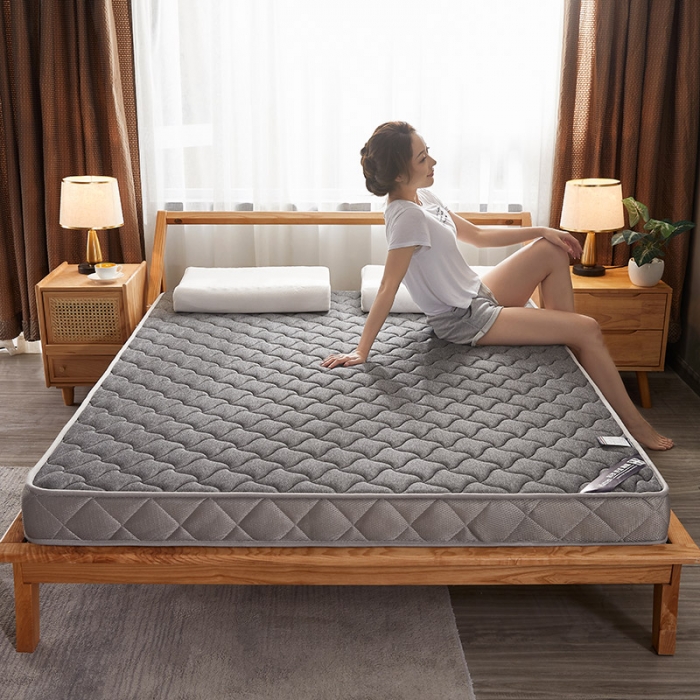 91家纺网 家纺一手货源 找家纺 欣罗兰 2023新款立体针织三明治双面床垫系列-成人款 格子灰