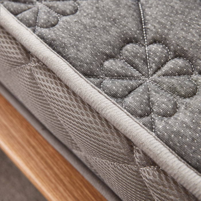 91家纺网 家纺一手货源 找家纺 欣罗兰2023立体针织三明治双面床垫-成人款四叶草-灰色