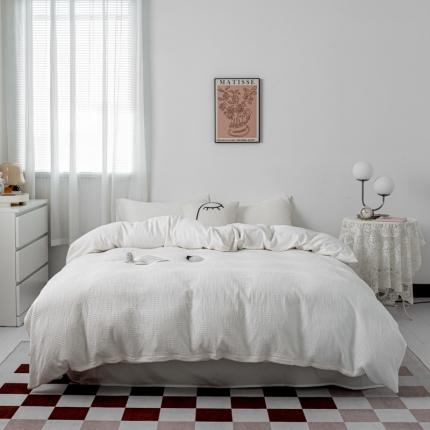 简家居  2022新款全棉华夫棋盘格200-220 本白