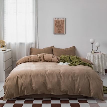 简家居  2022新款全棉华夫棋盘格200-220 咖色