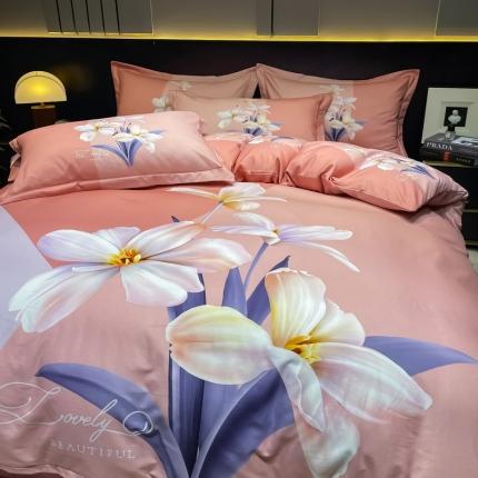 91家纺网 家纺一手货源 找家纺 （总）金爱家2023新款大版磨毛四件套花卉系列