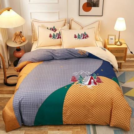 91家纺网 家纺一手货源 找家纺 总 雲归梦 2022年新款全棉AB版加厚磨毛大版四件套